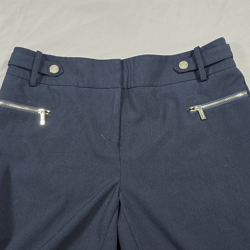 Calvin Klein Womens Sz2 Black Dress Pants Gold Zipper Accent Stretch - Picture 2 of 11